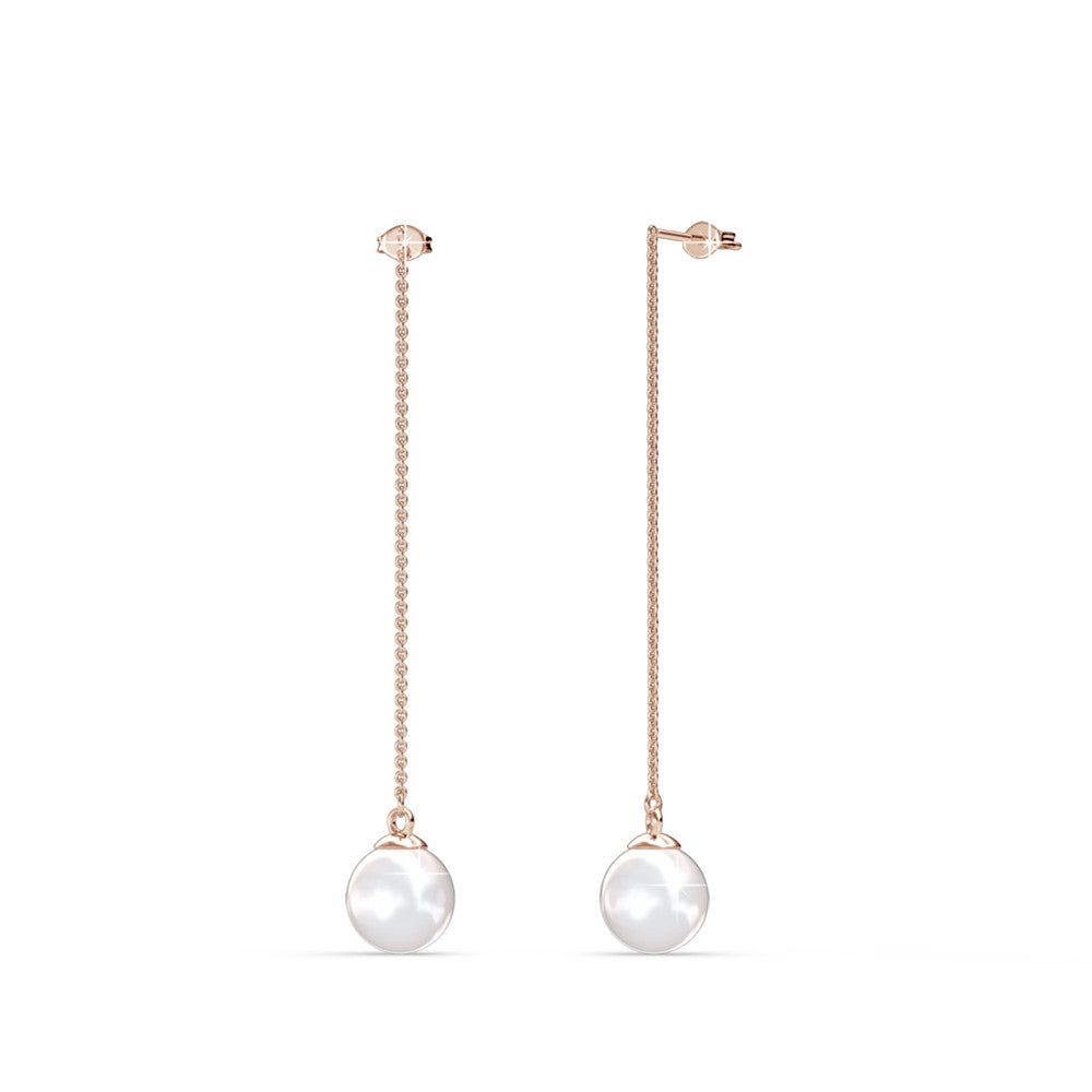 Aspen 18k White Gold Plated Dangle Earrings with Shell Pearls
