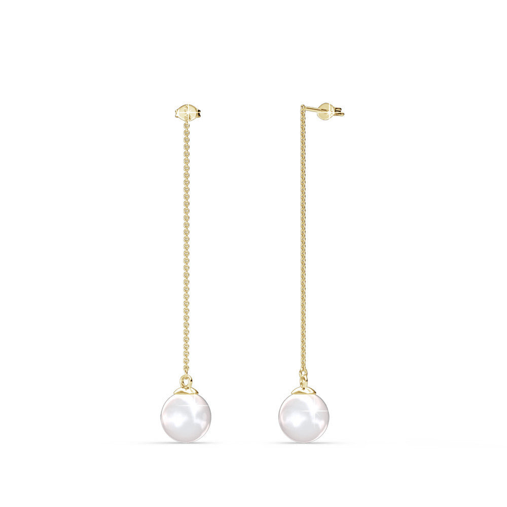 Aspen 18k White Gold Plated Dangle Earrings with Shell Pearls