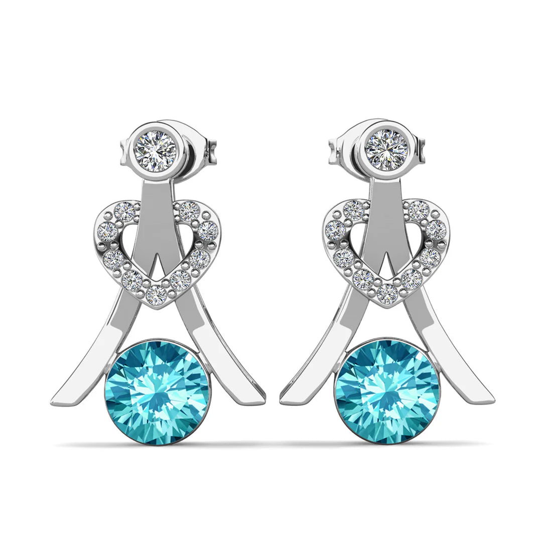 Serenity Birthstone Earrings 18k White Gold Plated with Round Cut Swarovski Crystals