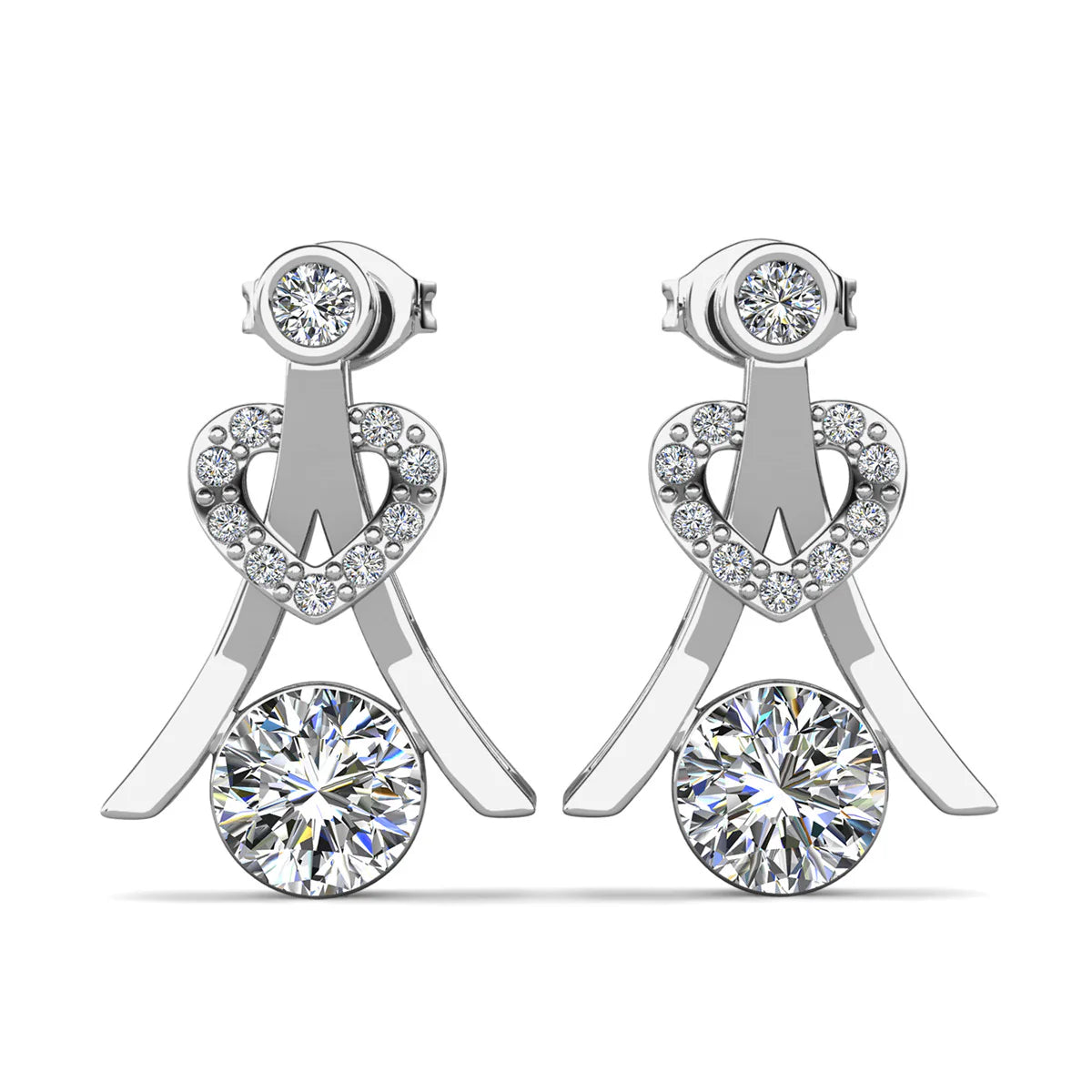 Serenity Birthstone Earrings 18k White Gold Plated with Round Cut Swarovski Crystals