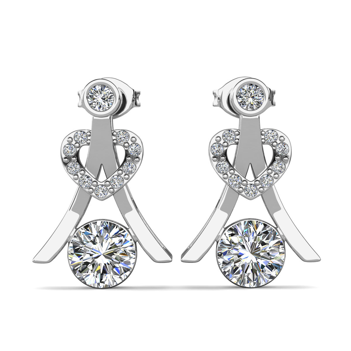 Serenity April Birthstone Diamond Earrings,  18k White Gold Plated Silver Earrings with Round Cut Crystals