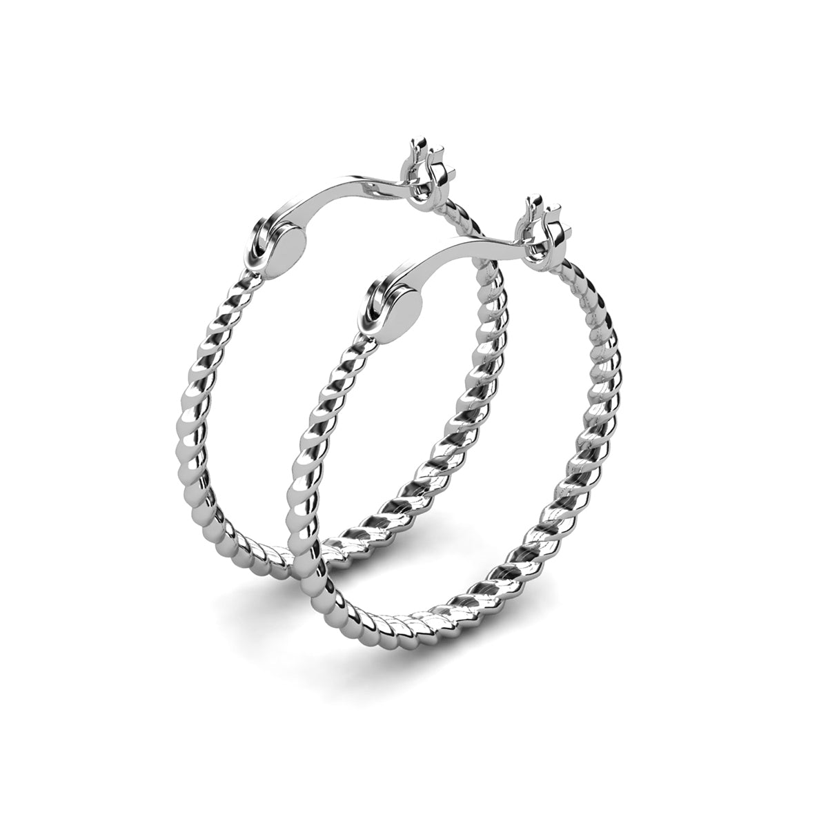 Matilda 18k White Gold Plated Hoop Earrings  with Swarovski Crystals