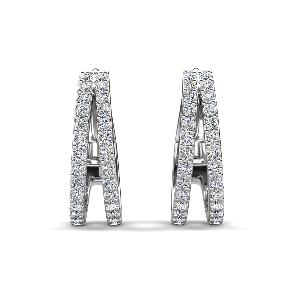 Helen 18k White Gold Plated Hoop Earrings with Swarovski Crystals