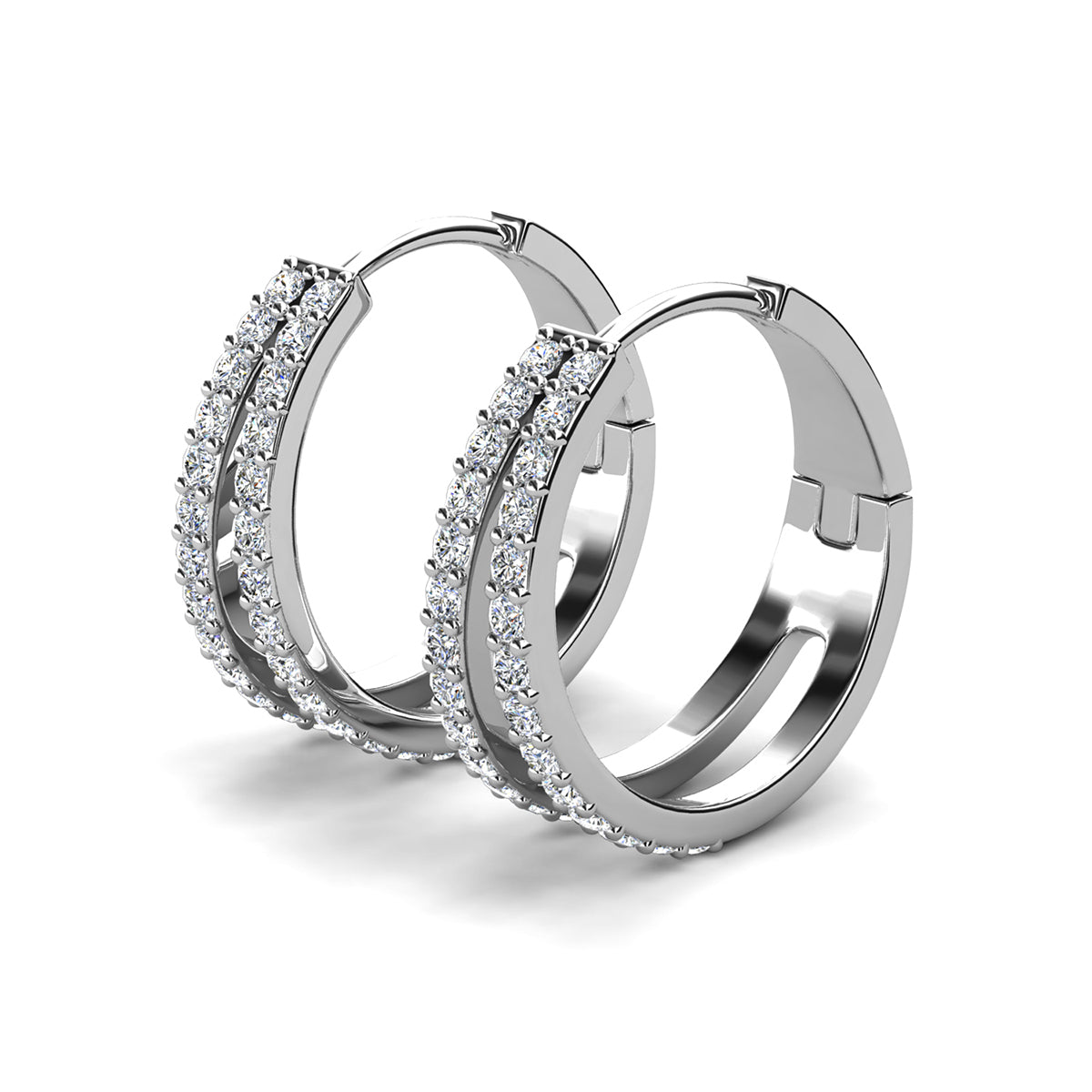 Helen 18k White Gold Plated Hoop Earrings with Swarovski Crystals