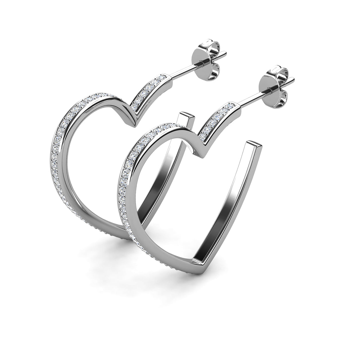 Sylvia 18k White Gold Plated Crystal Hoop Earrings with Swarovski Crystal