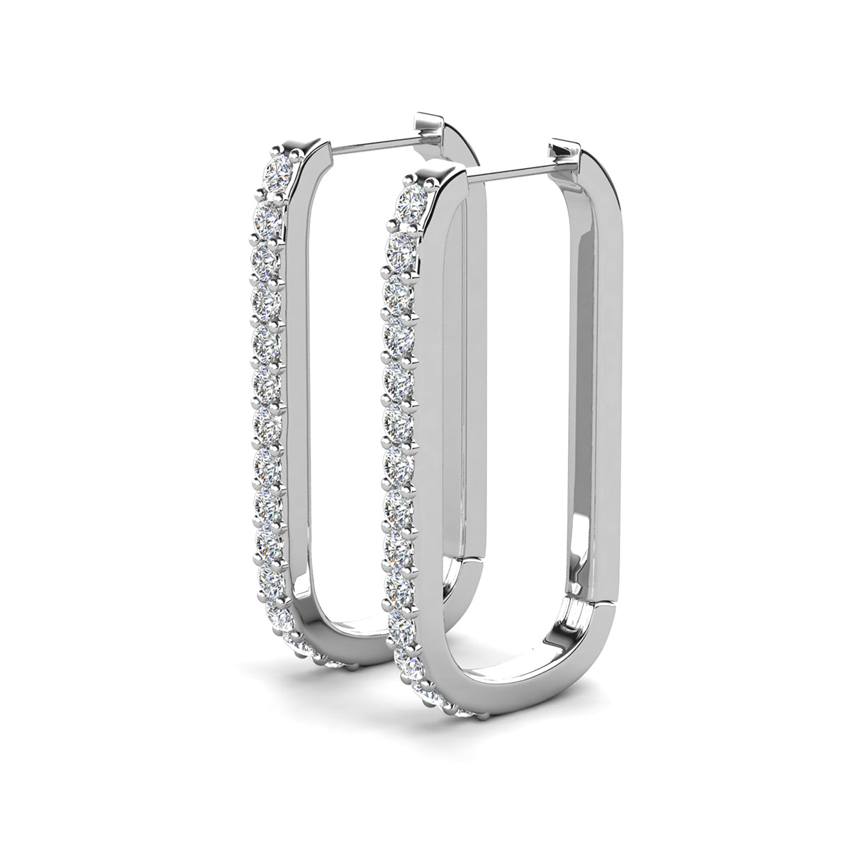 Bianca, Nadia 18k White Gold Plated Hoop Earrings with Swarovski Crystals (2 Pair Set)