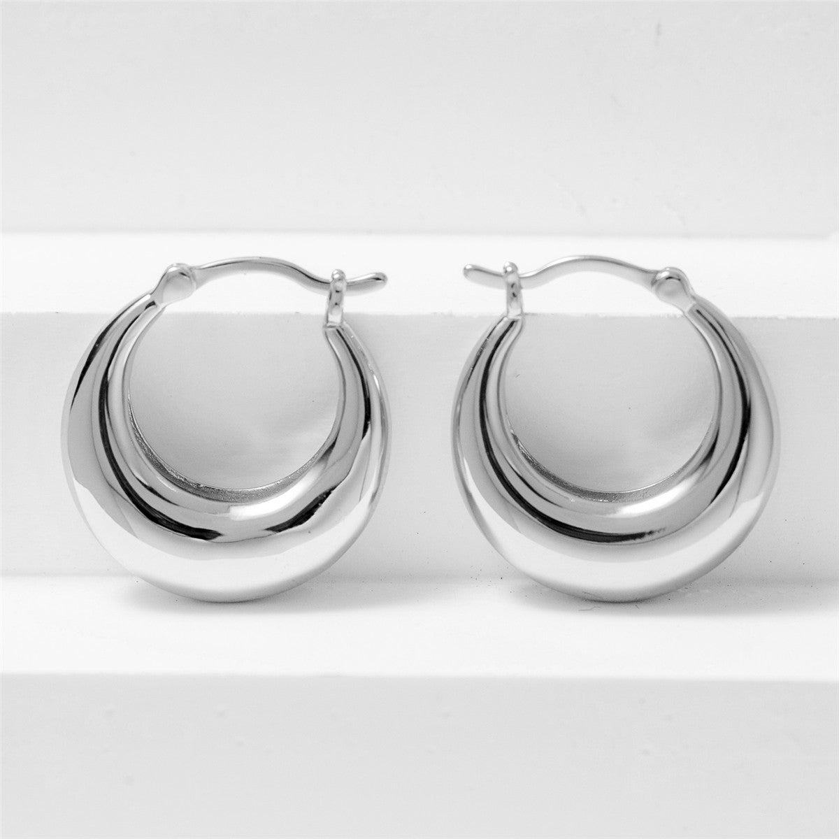 Jacqueline 18k White Gold Plated 21mm Chunky Hoop Earrings