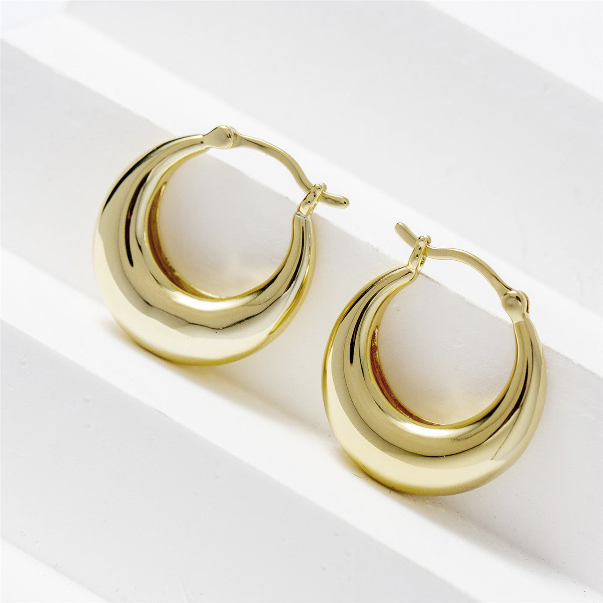 Jacqueline 18k White Gold Plated 21mm Chunky Hoop Earrings