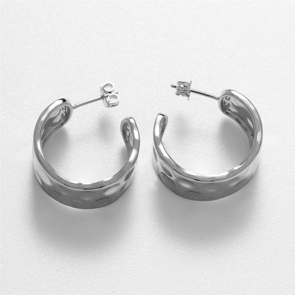Letty 18k White Gold Plated 21mm Half Hoop Earrings