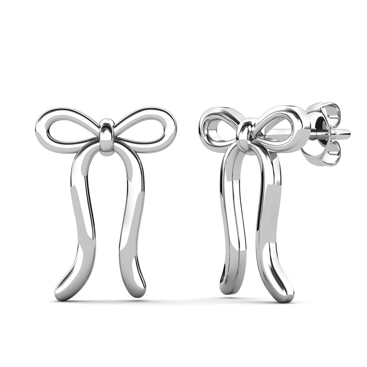 Lola 18k White Gold Plated Ribbon/Bow Drop Earrings