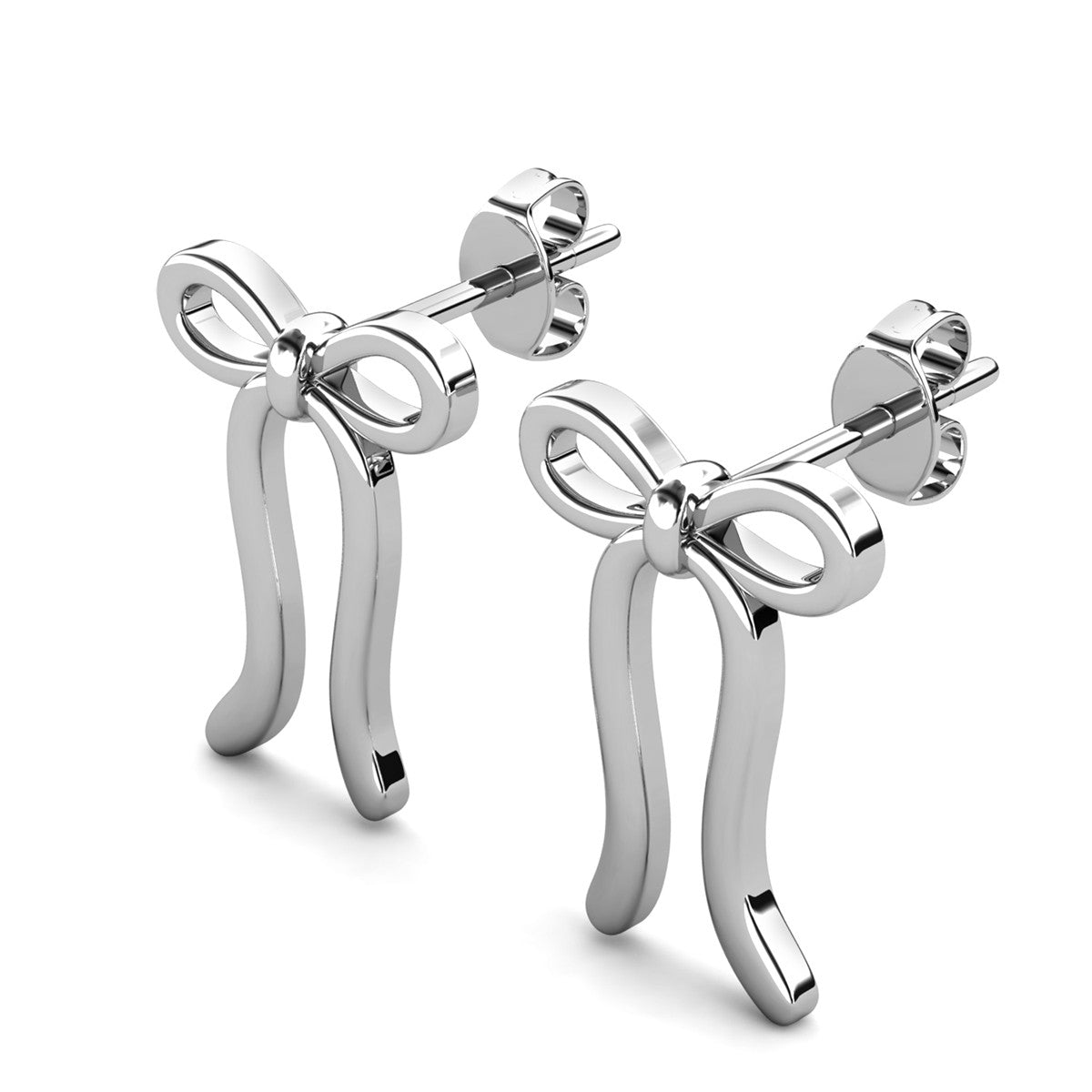 Lola 18k White Gold Plated Ribbon/Bow Drop Earrings