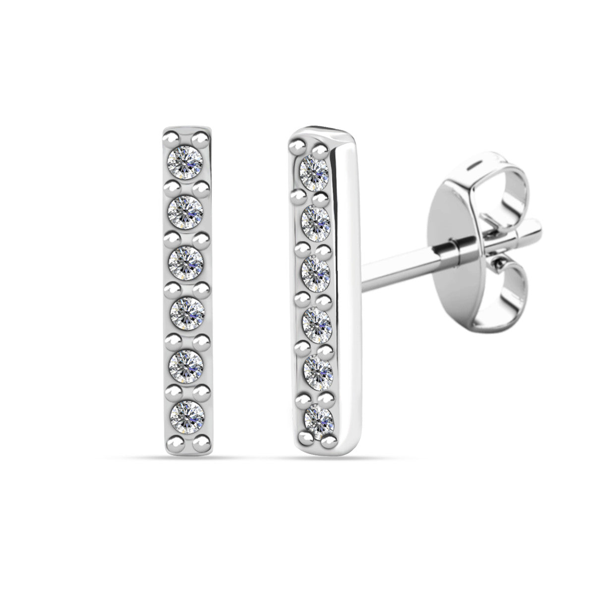 Hayden 18k White Gold Plated Linear Stud Earrings with Swarovski Crystals