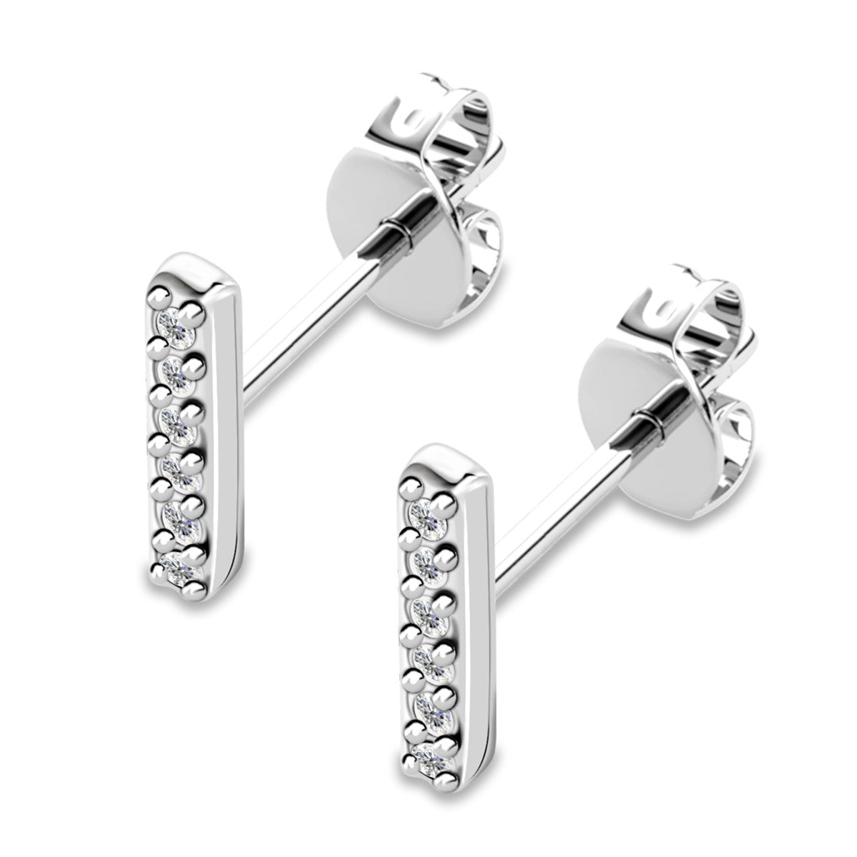 Hayden 18k White Gold Plated Linear Stud Earrings with Swarovski Crystals