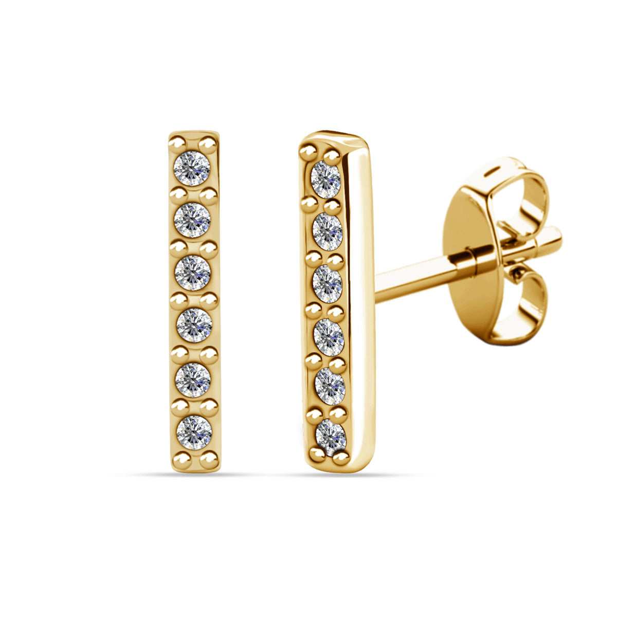 Hayden 18k White Gold Plated Linear Stud Earrings with Swarovski Crystals