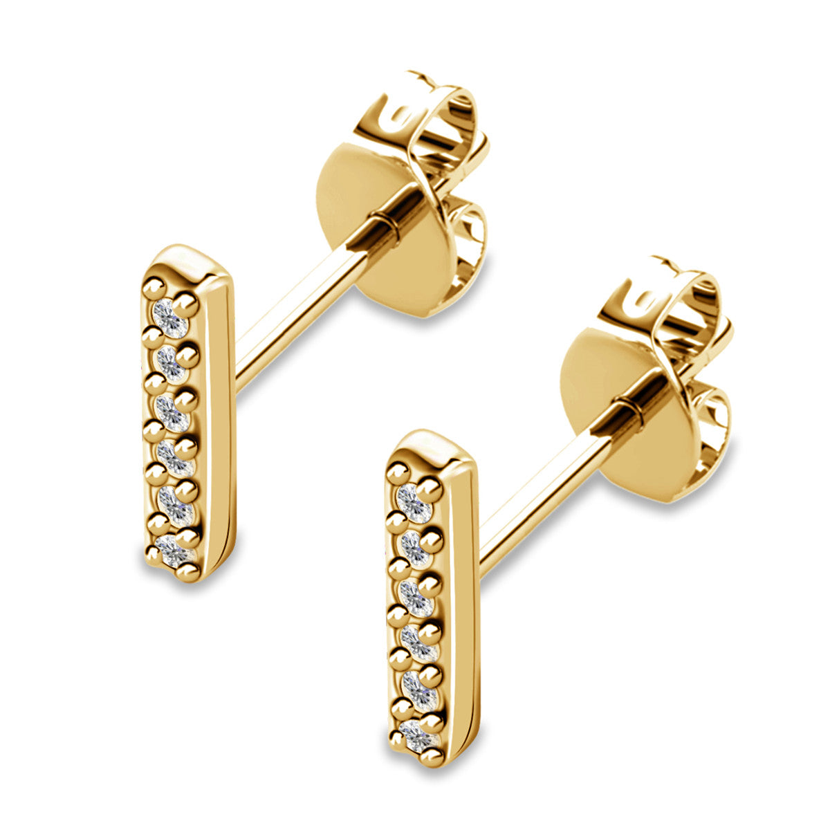 Hayden 18k White Gold Plated Linear Stud Earrings with Swarovski Crystals