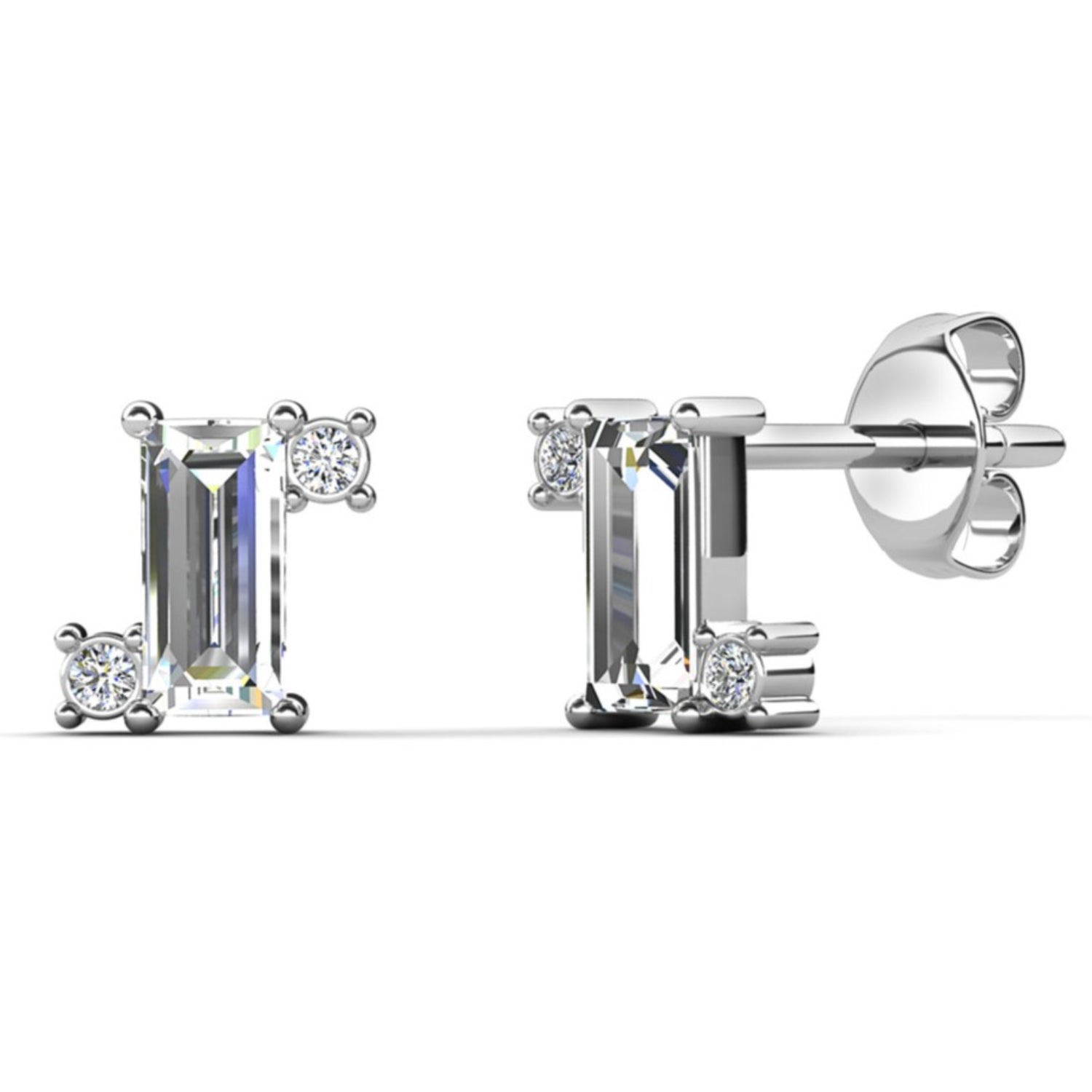 Kimberly 18k White Gold Plated Solitaire Stud Earrings with Swarovski Crystals