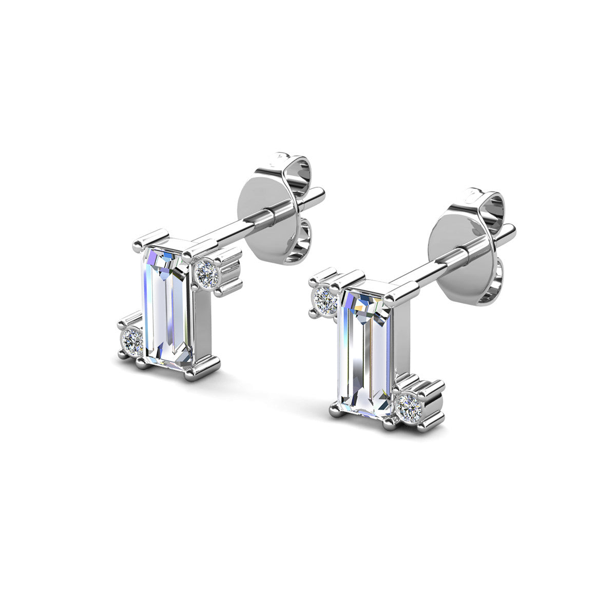 Kimberly 18k White Gold Plated Solitaire Stud Earrings with Swarovski Crystals