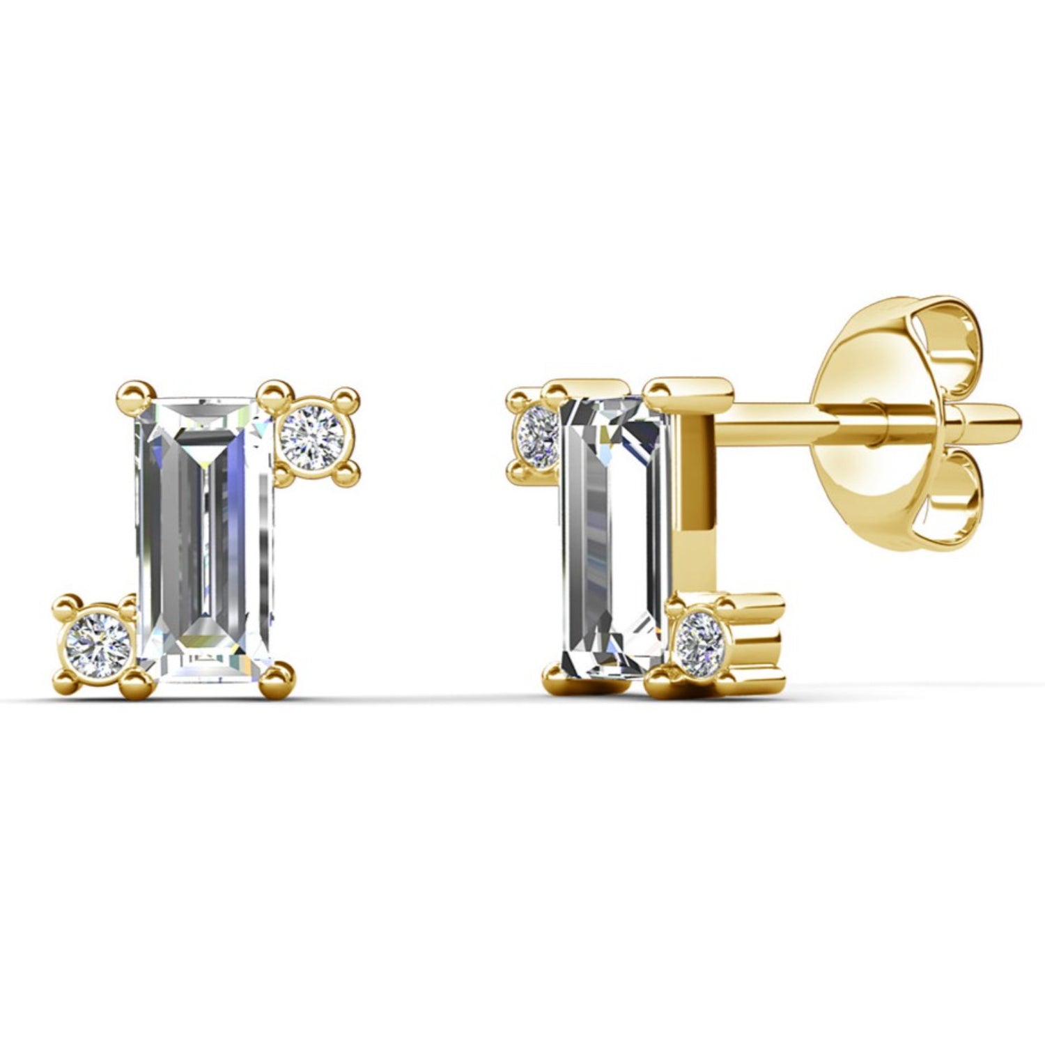 Kimberly 18k White Gold Plated Solitaire Stud Earrings with Swarovski Crystals