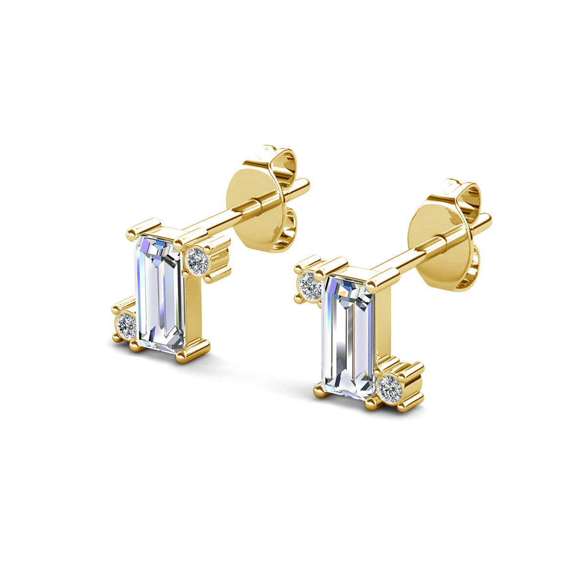 Kimberly 18k White Gold Plated Solitaire Stud Earrings with Swarovski Crystals