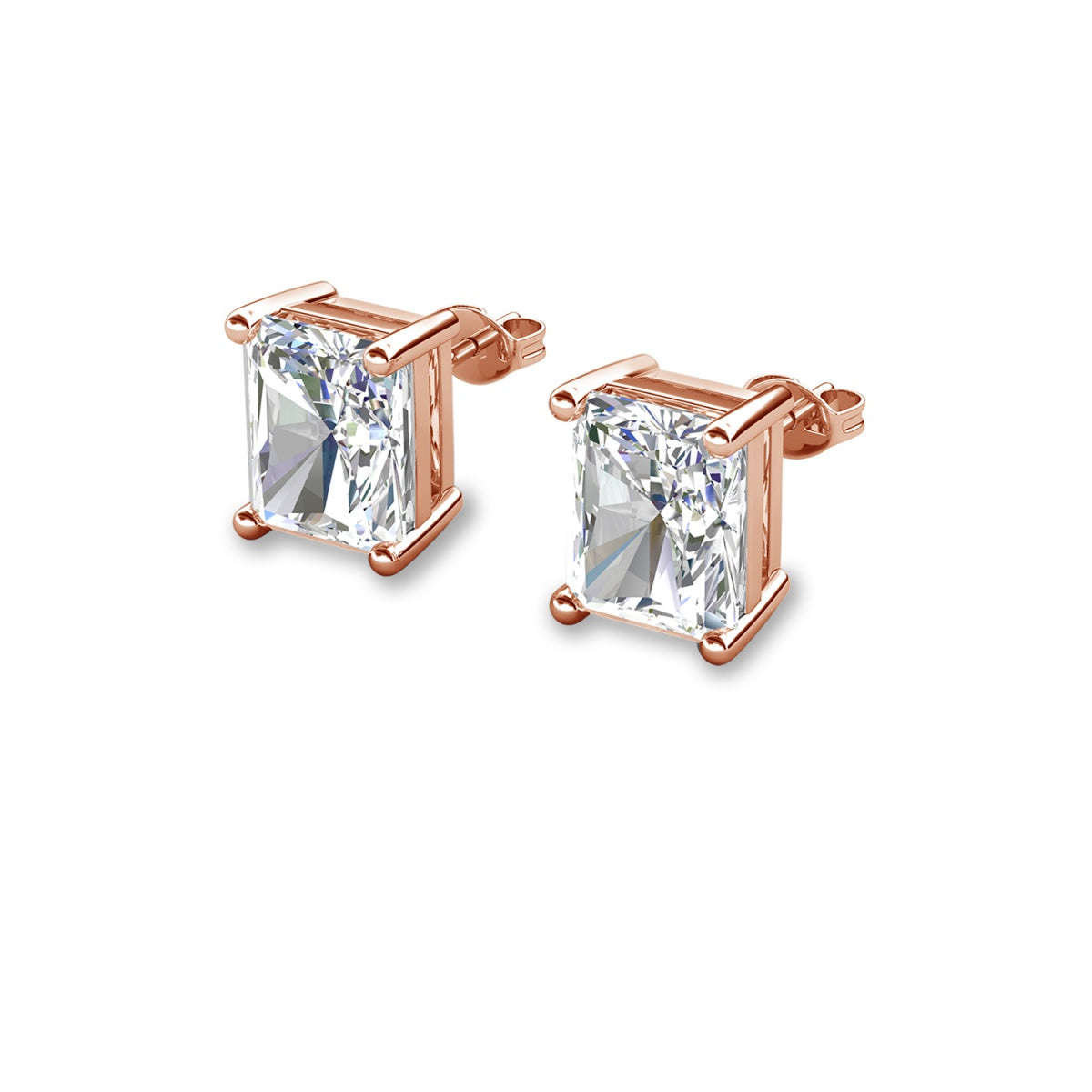 Mia 18k White Gold Plated Sterling Silver Stud Earrings with Simulated Diamond Crystals