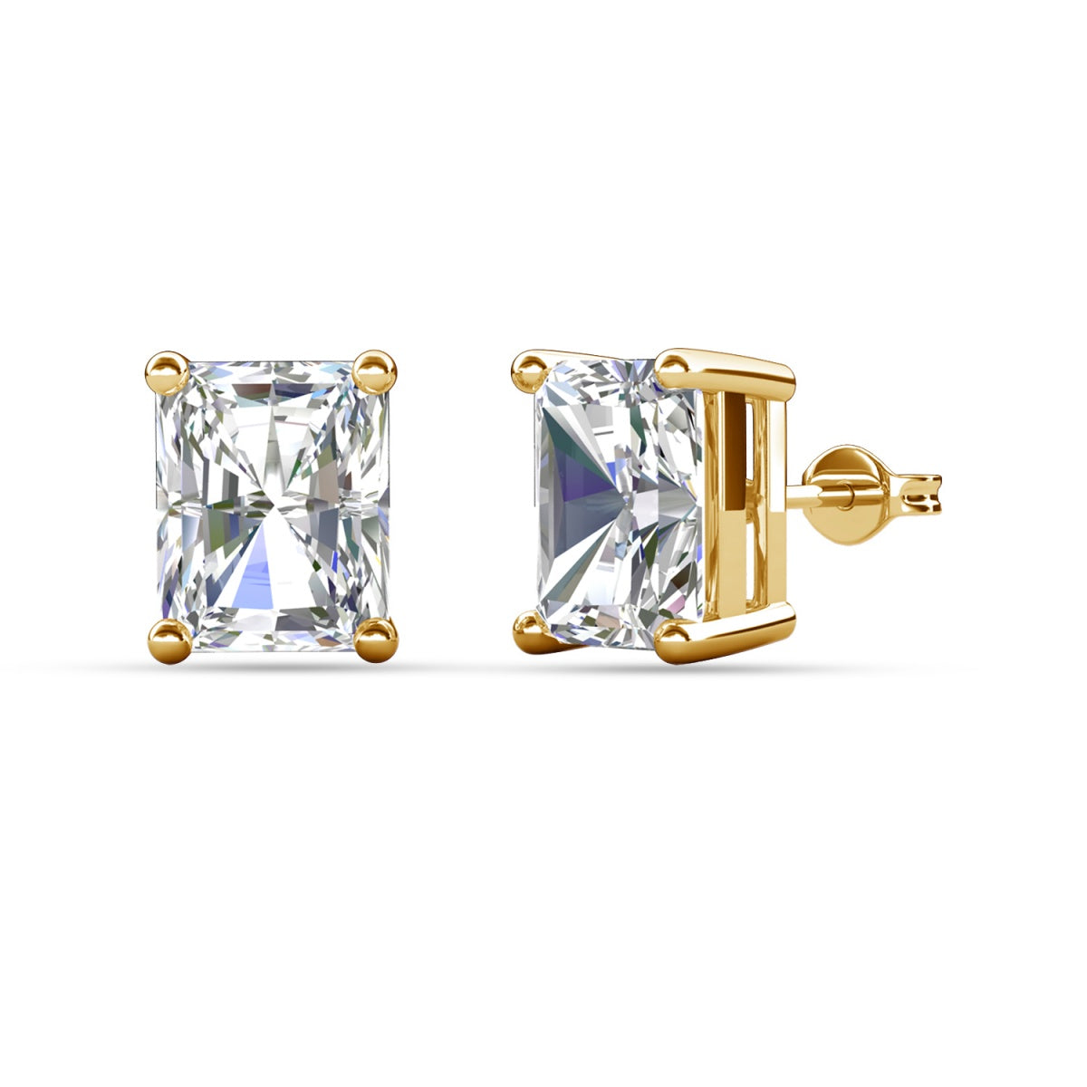 Mia 18k White Gold Plated Sterling Silver Stud Earrings with Simulated Diamond Crystals