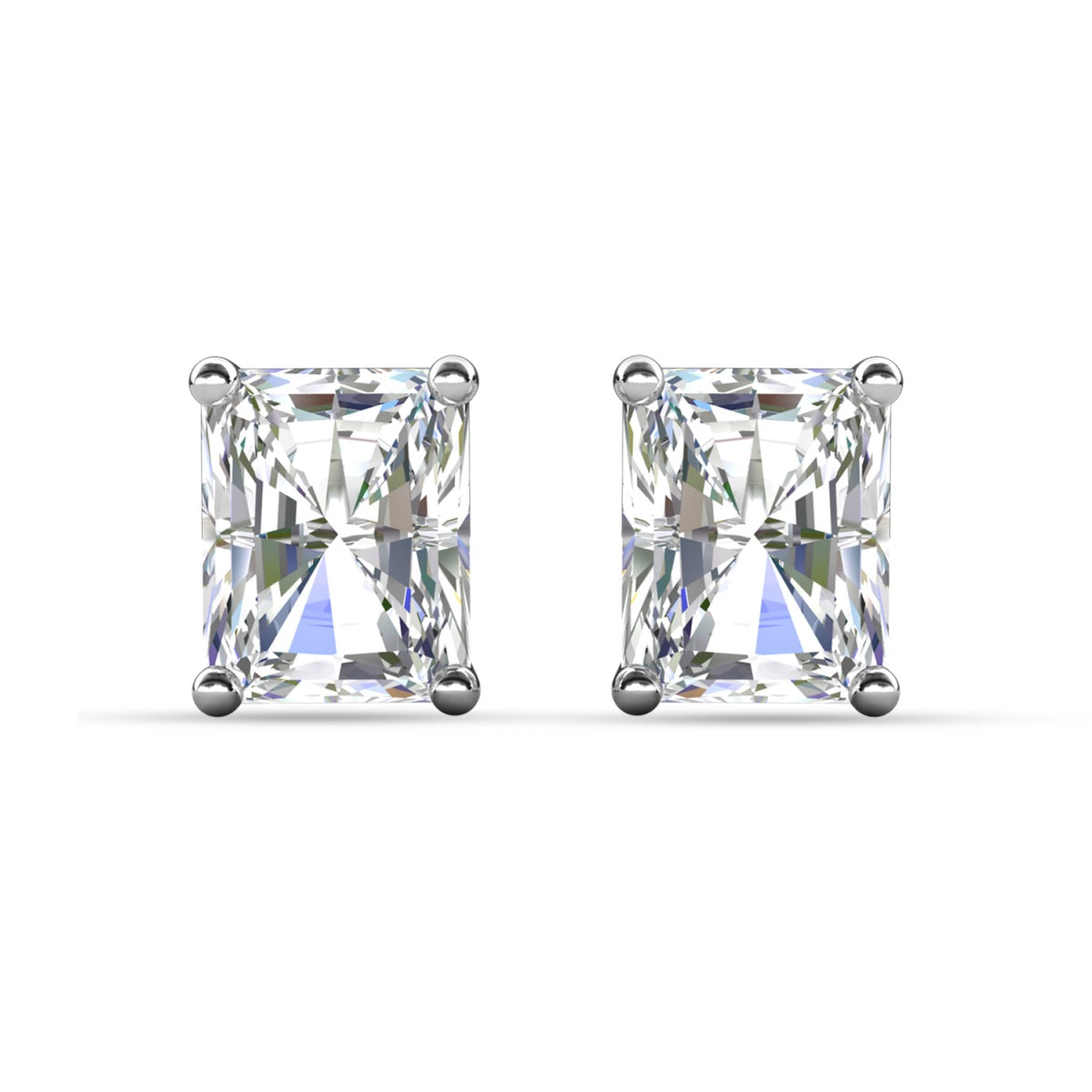 Mia 18k White Gold Plated Sterling Silver Stud Earrings with Simulated Diamond Crystals