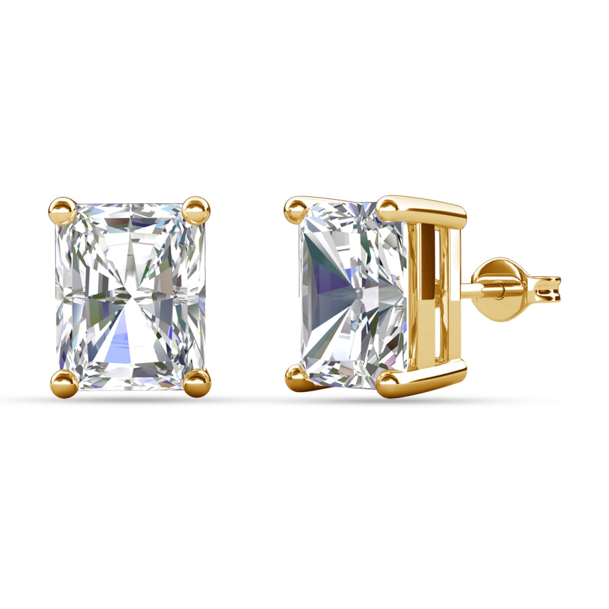 Mia 18k White Gold Plated Sterling Silver Stud Earrings with Simulated Diamond Crystals
