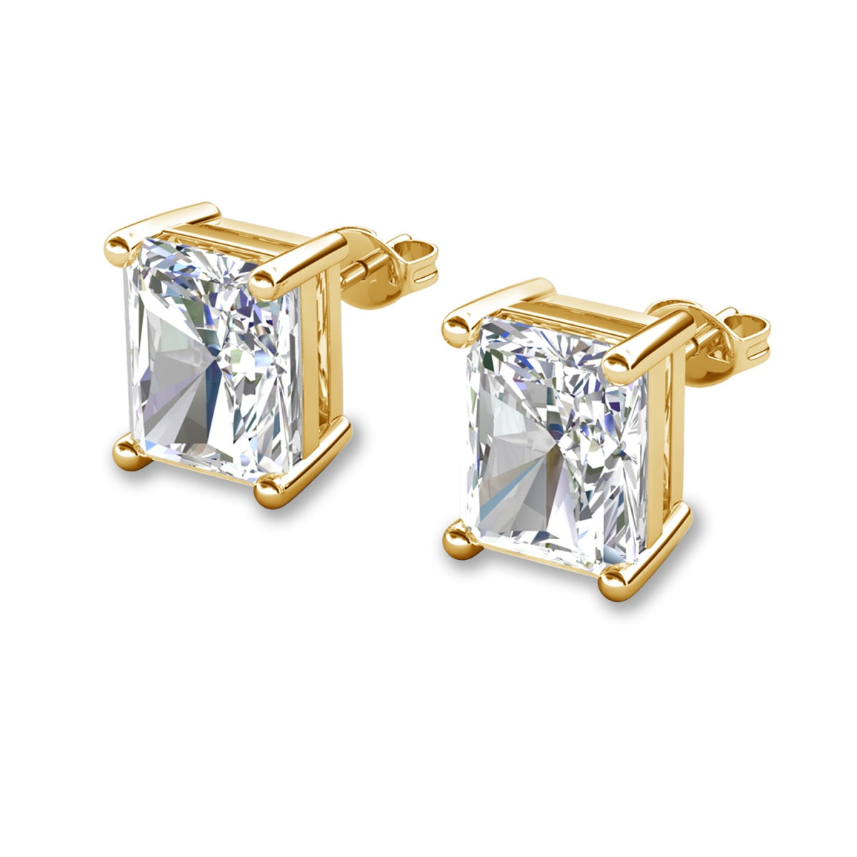 Mia 18k White Gold Plated Sterling Silver Stud Earrings with Simulated Diamond Crystals