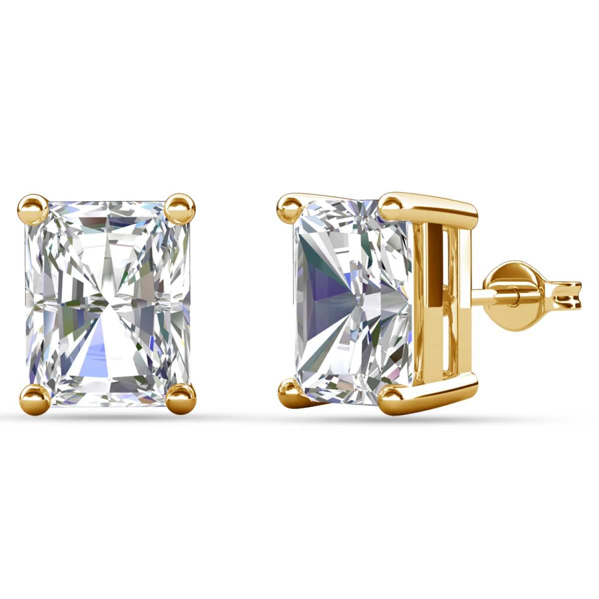 Mia 18k White Gold Plated Sterling Silver Stud Earrings with Simulated Diamond Crystals