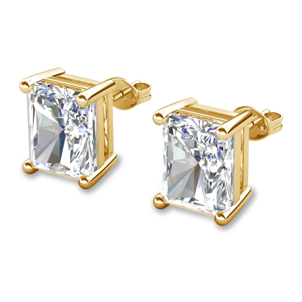 Mia 18k White Gold Plated Sterling Silver Stud Earrings with Simulated Diamond Crystals