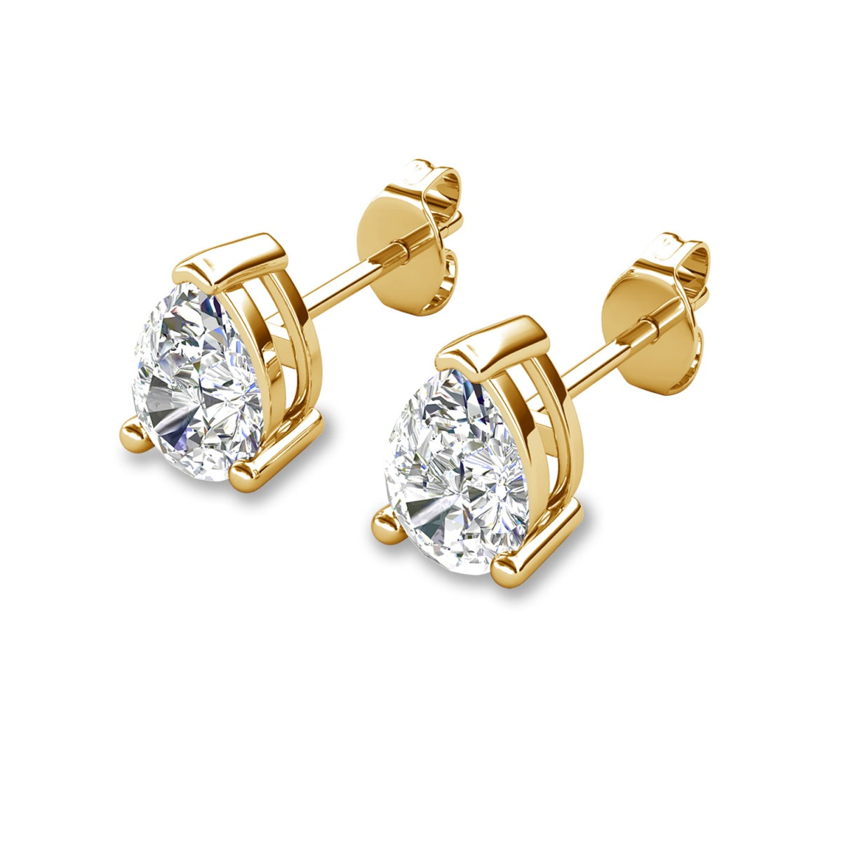 Mia 18k White Gold Plated Sterling Silver Stud Earrings with Simulated Diamond Crystals