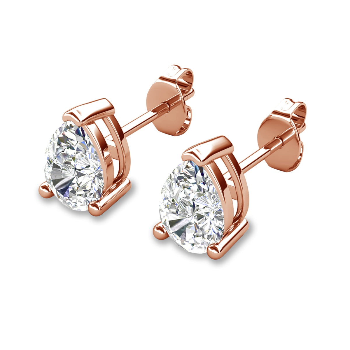 Mia 18k White Gold Plated Sterling Silver Stud Earrings with Simulated Diamond Crystals