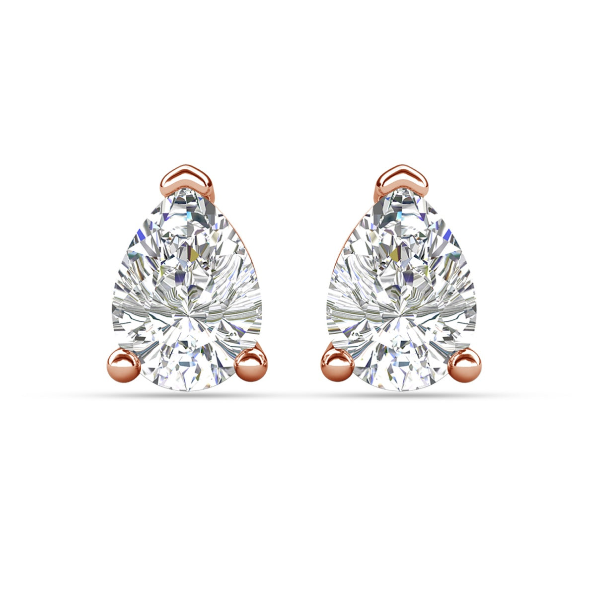 Mia 18k White Gold Plated Sterling Silver Stud Earrings with Simulated Diamond Crystals