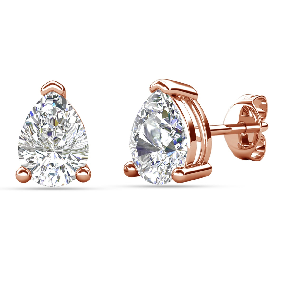 Mia 18k White Gold Plated Sterling Silver Stud Earrings with Simulated Diamond Crystals