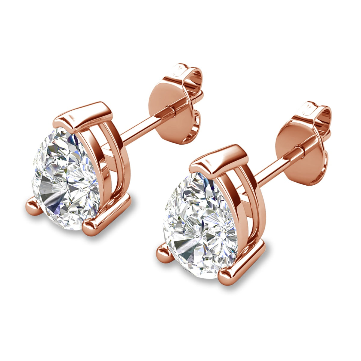 Mia 18k White Gold Plated Sterling Silver Stud Earrings with Simulated Diamond Crystals