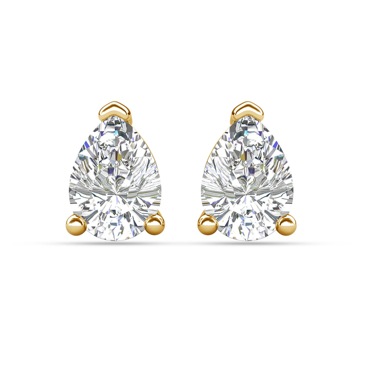 Mia 18k White Gold Plated Sterling Silver Stud Earrings with Simulated Diamond Crystals