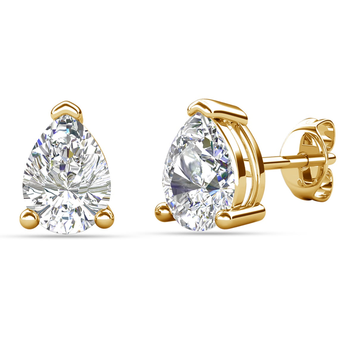 Mia 18k White Gold Plated Sterling Silver Stud Earrings with Simulated Diamond Crystals