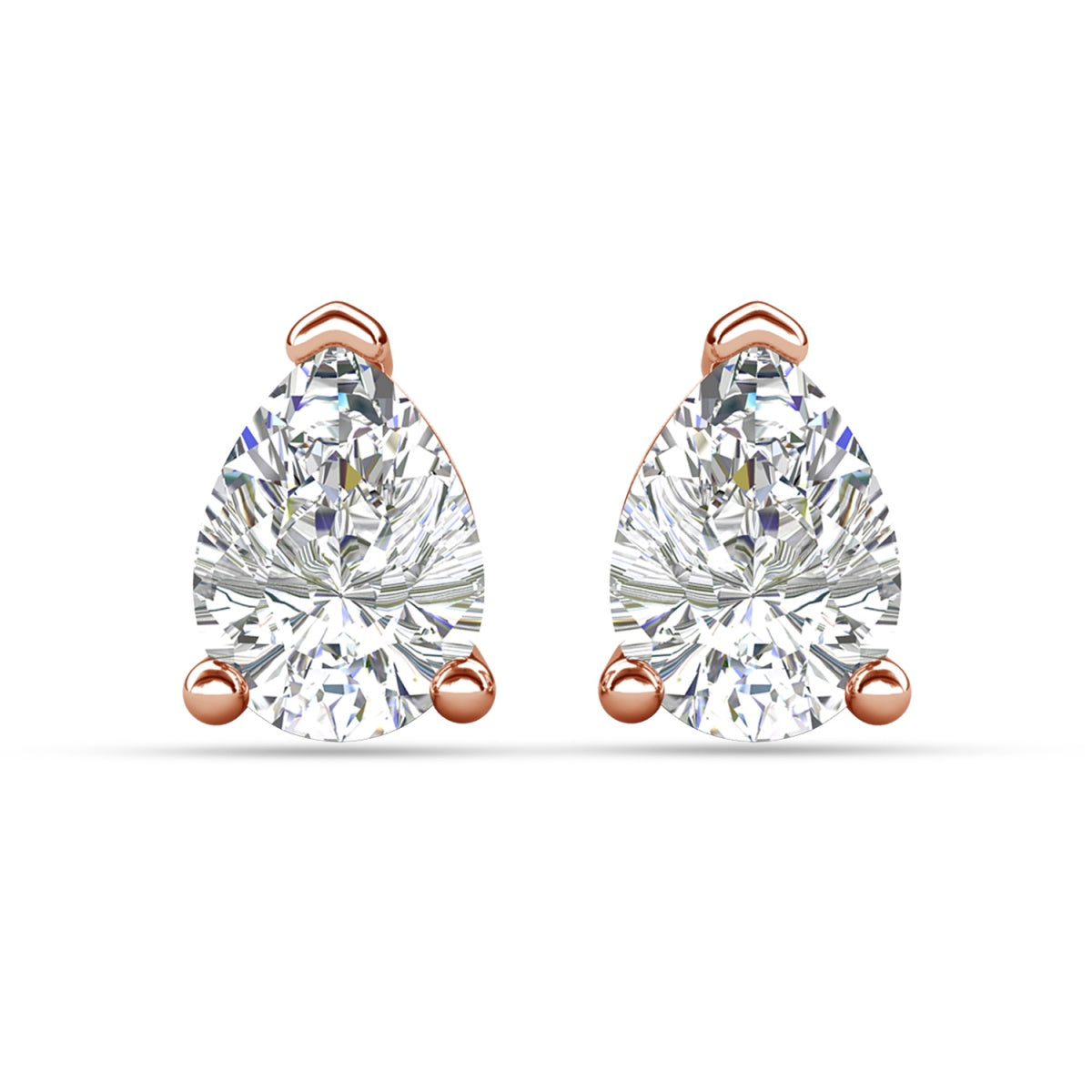 Mia 18k White Gold Plated Sterling Silver Stud Earrings with Simulated Diamond Crystals
