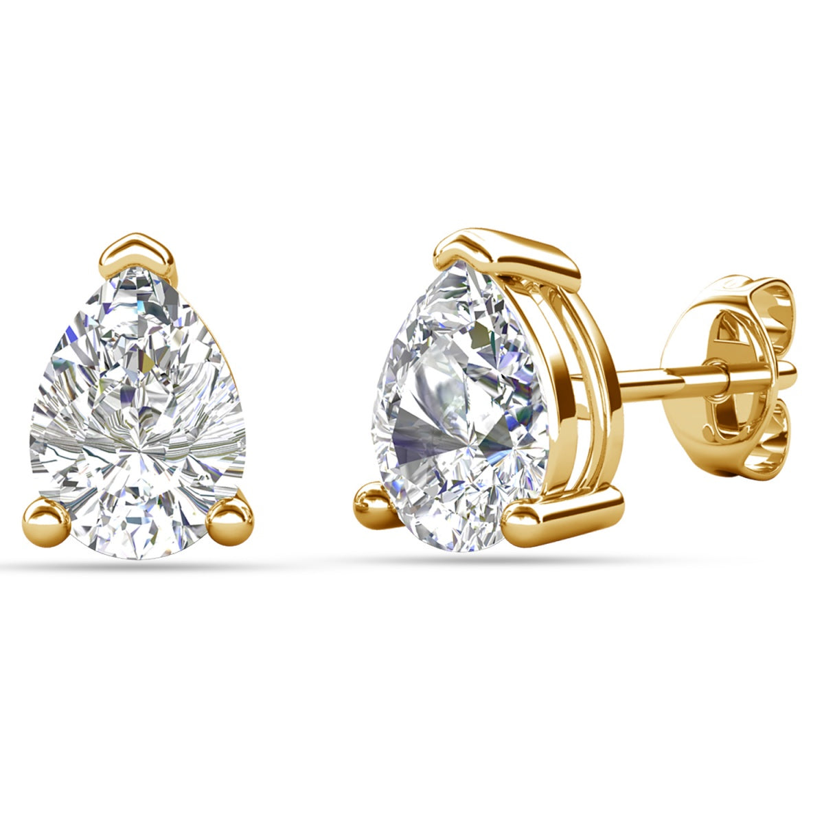 Mia 18k White Gold Plated Sterling Silver Stud Earrings with Simulated Diamond Crystals