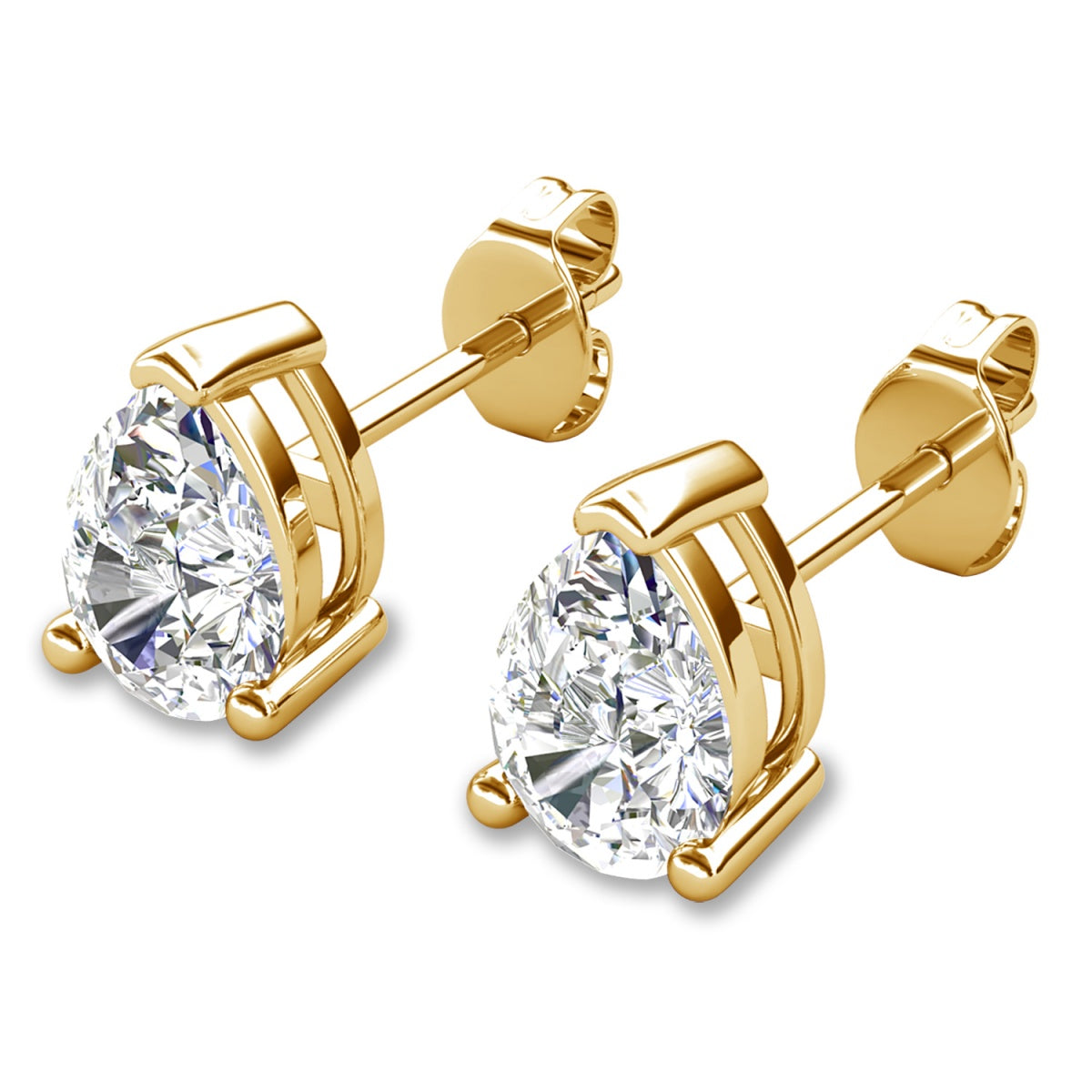 Mia 18k White Gold Plated Sterling Silver Stud Earrings with Simulated Diamond Crystals