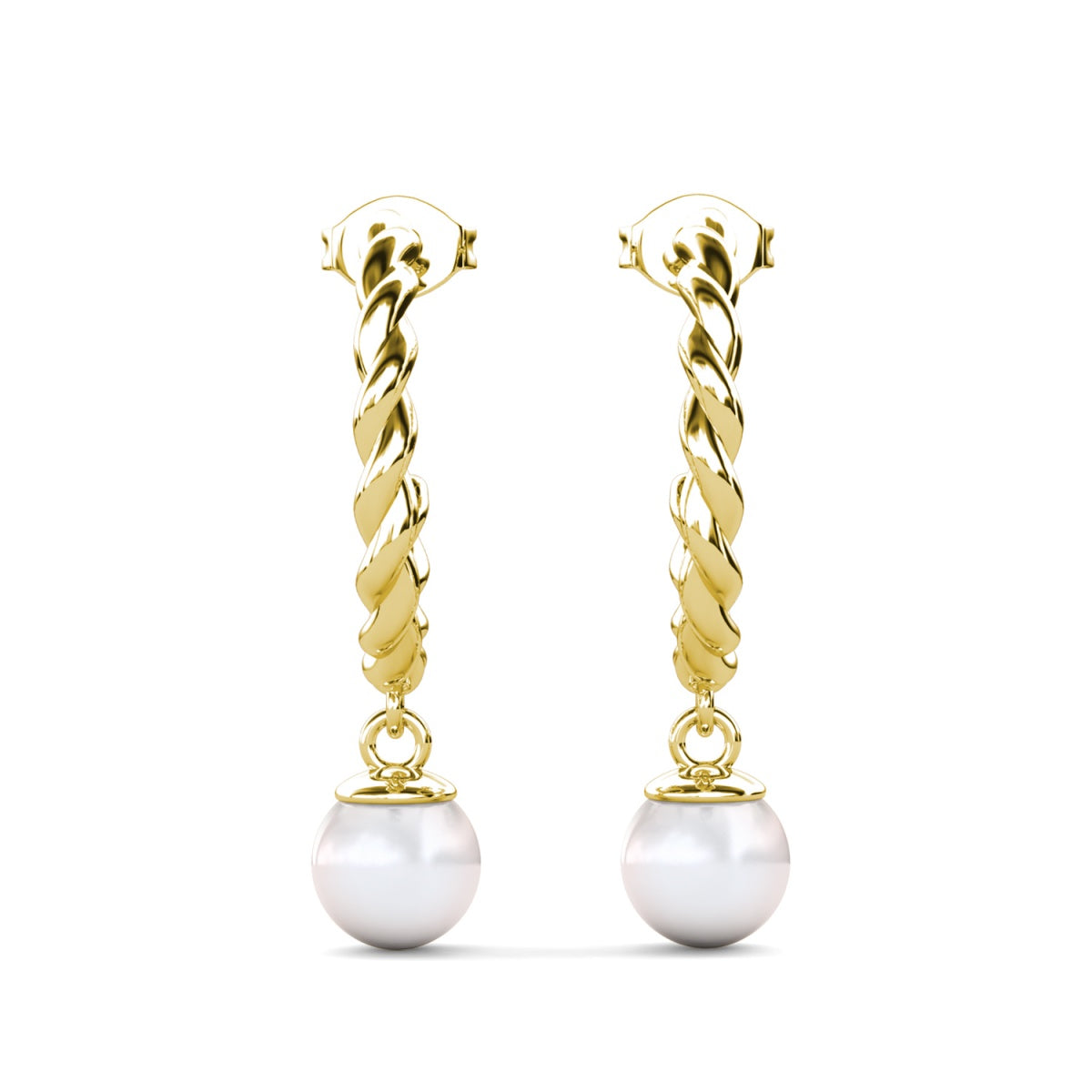 Cheyanne 18k White Gold Plated 16mm Twisted Half Hoop Drop Pearl Earrings - Fab Fav Deals