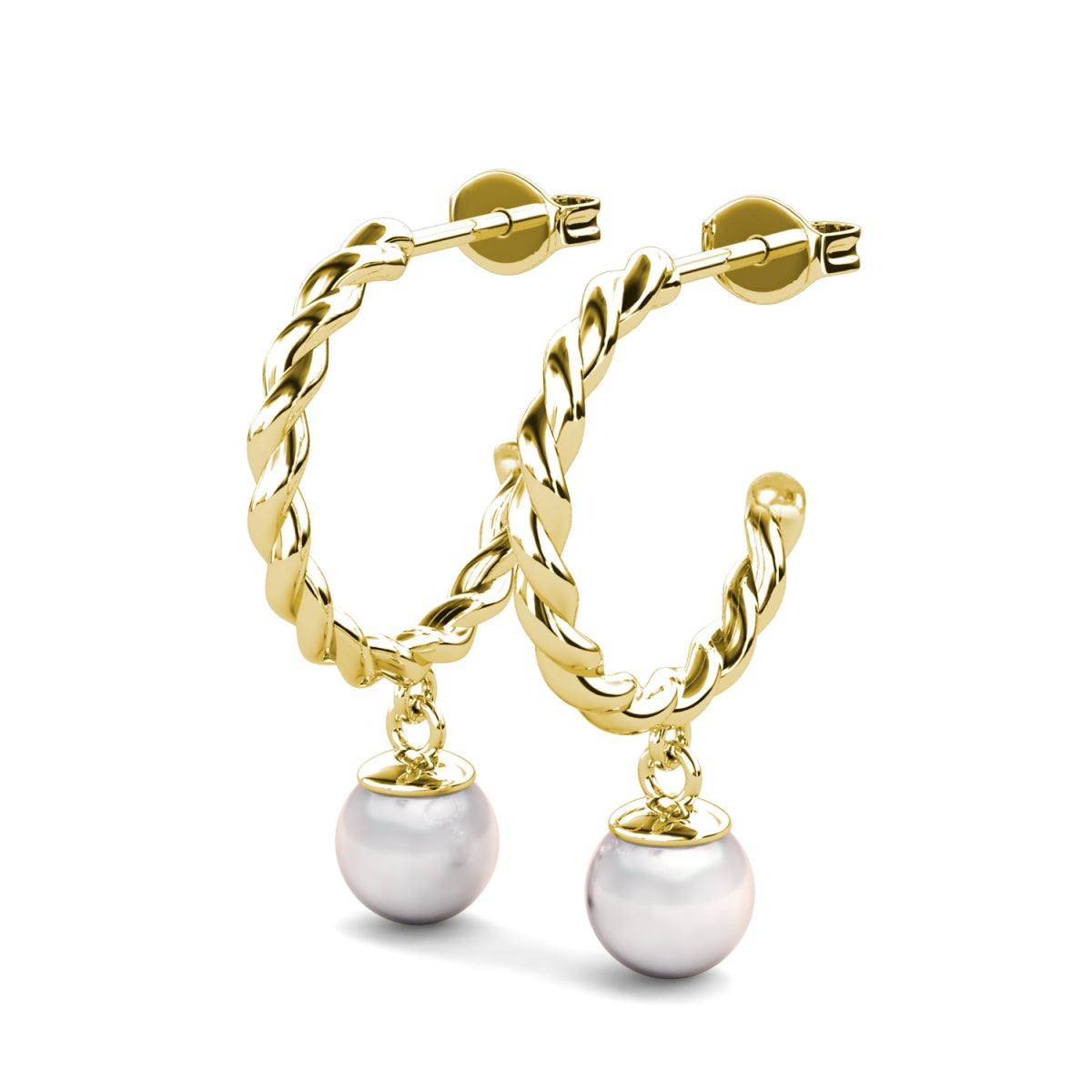 Cheyanne 18k White Gold Plated 16mm Twisted Half Hoop Drop Pearl Earrings - Fab Fav Deals