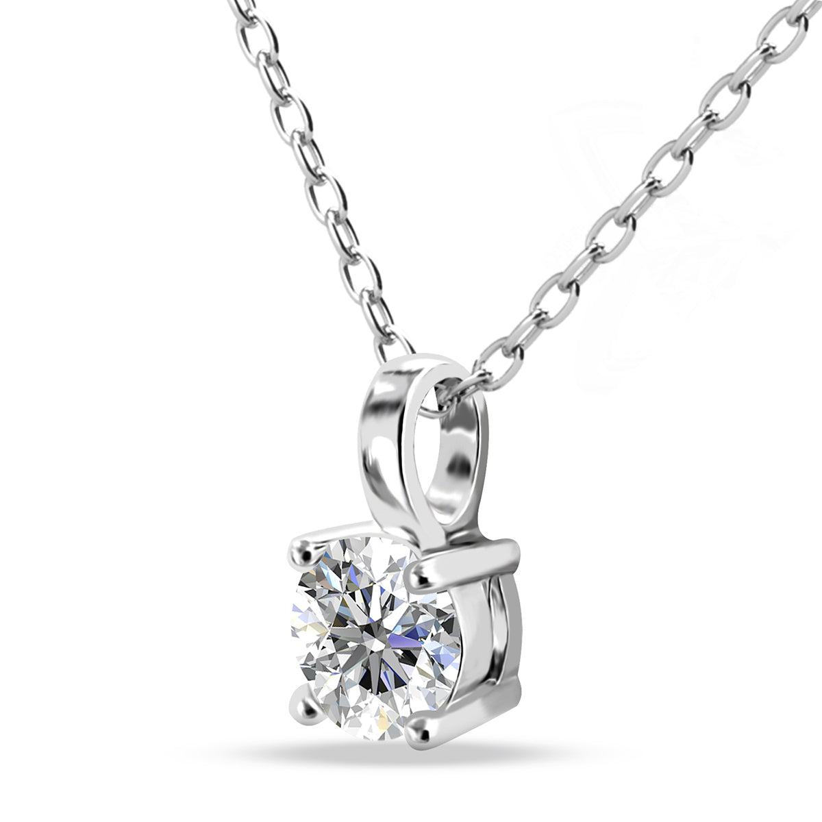 Araylia 18k White Gold Plated Necklace with Solitaire Round Cut Swarovski Crystal