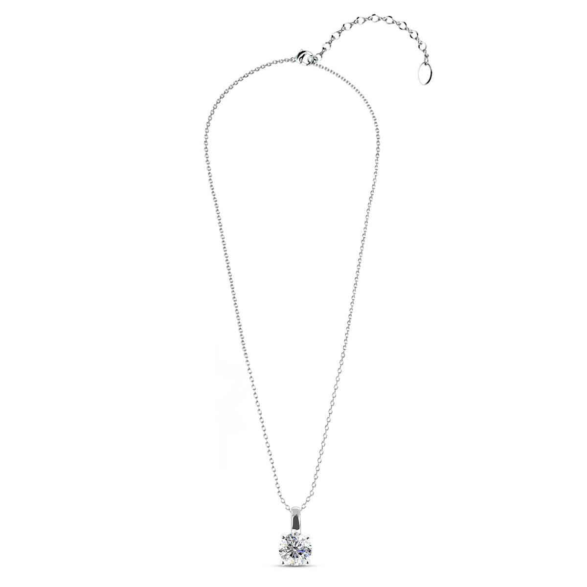 Araylia 18k White Gold Plated Necklace with Solitaire Round Cut Swarovski Crystal