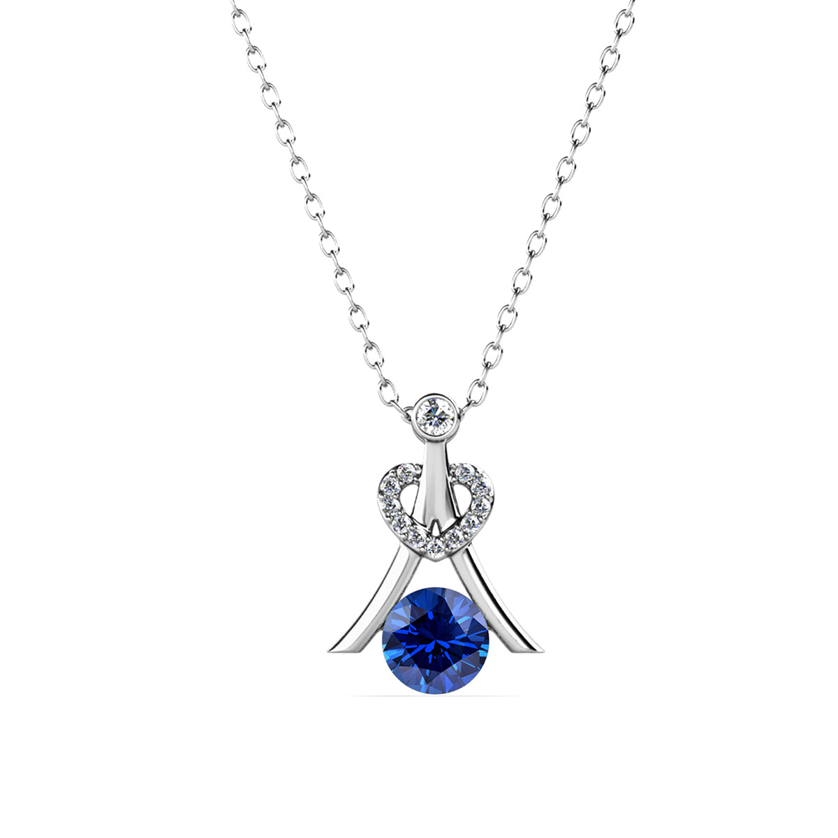 Serenity Birthstone Necklace 18k White Gold Plated with Round Cut Swarovski Crystals