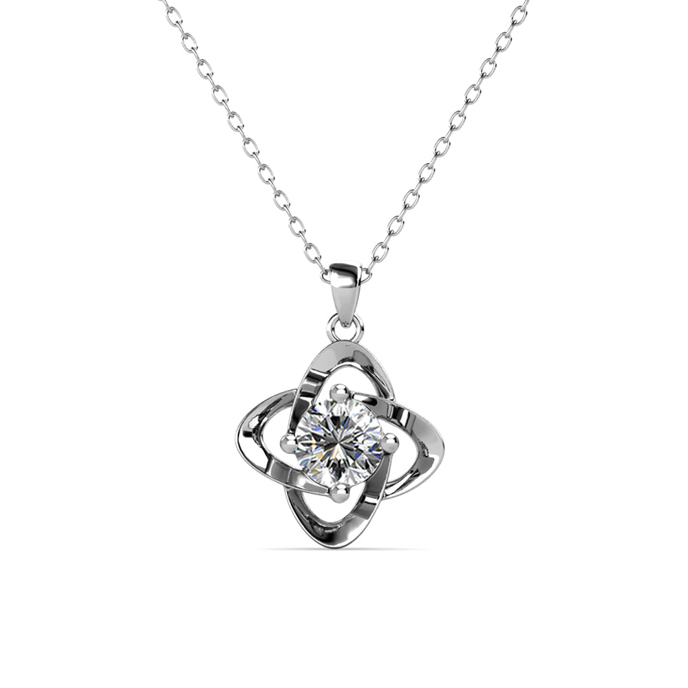 Infinity April Birthstone Diamond Necklace, 18k White Gold Plated Silver Birthstone Crystal Necklace