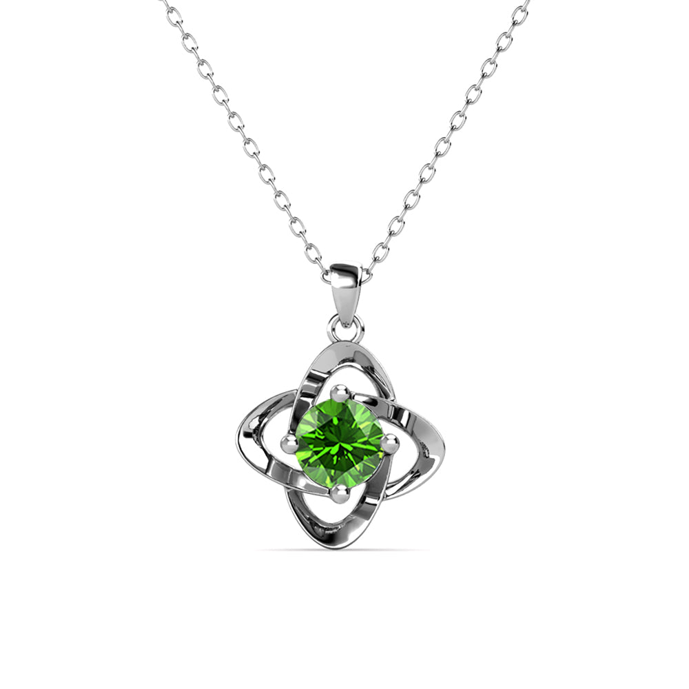 Infinity August Birthstone Peridot Necklace, 18k White Gold Plated Silver Birthstone Crystal Necklace