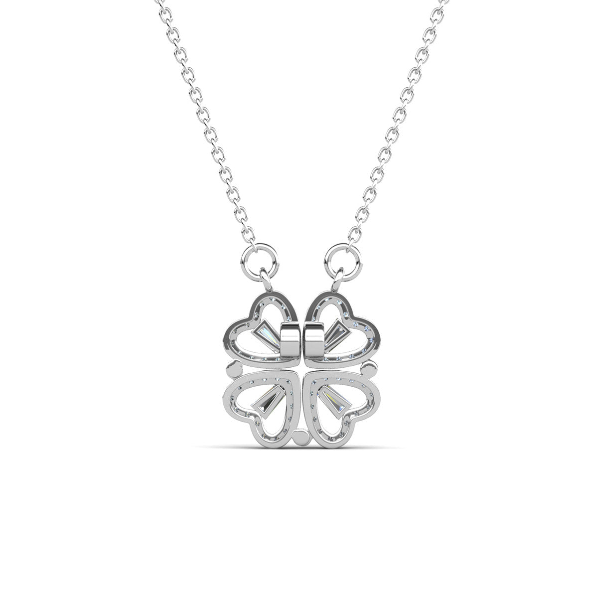 Posie 18k White Gold Plated Heart Clover Necklace & Kindness and Light Pink Paint Card