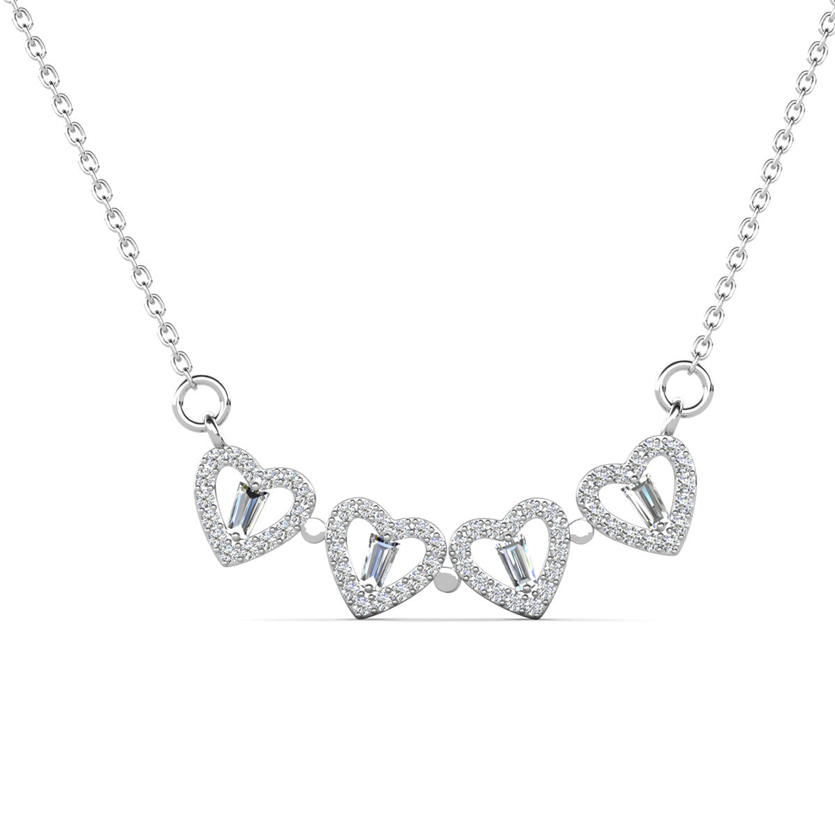 Posie 18k White Gold Plated Heart Clover Necklace & Kindness and Light Pink Paint Card