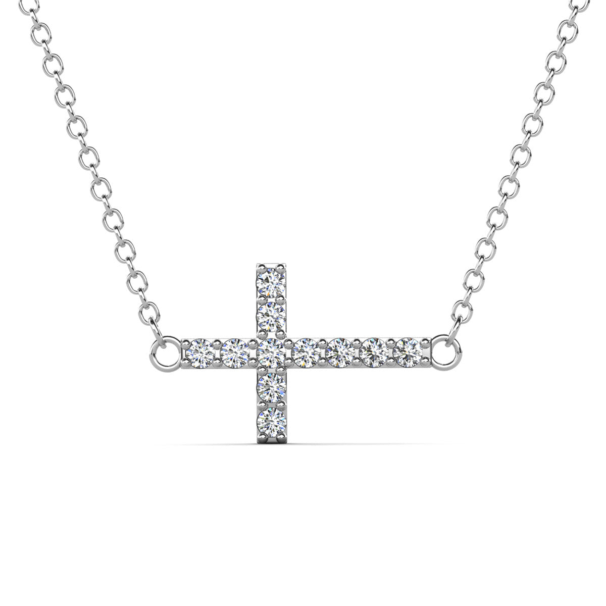 Joy 18k White Gold Plated Cross Necklace & Blessed by Faith Pink Envelope Card